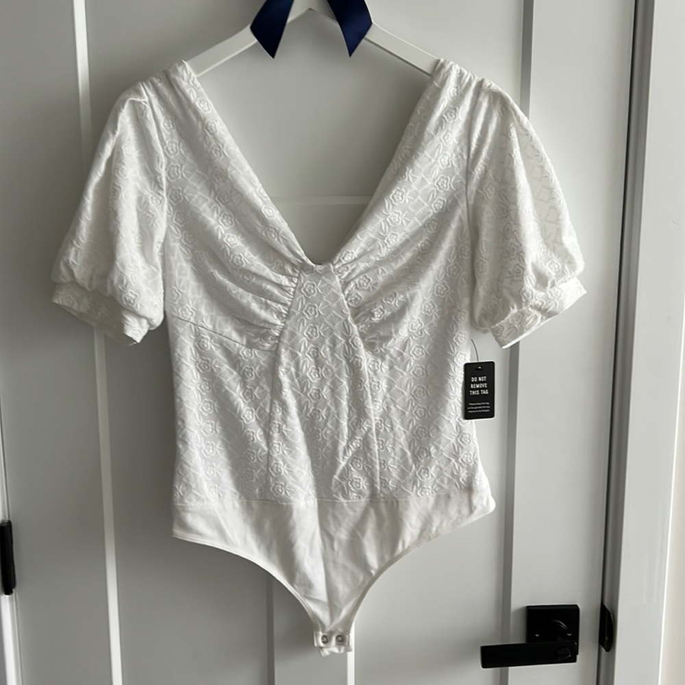 BRAND NEW with tags Express Size M White Thong Bodysuit